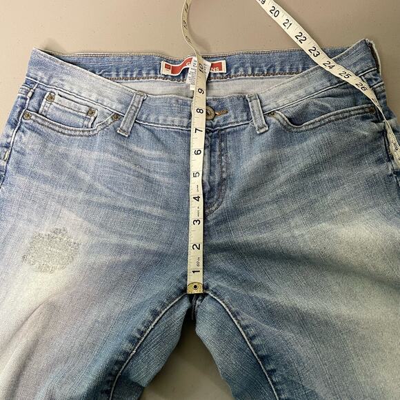 Y2K Gap Straight Leg Jeans Mid Rise Stretch Whiskers Stamped Faded Wash Blue  10 - Picture 10 of 12